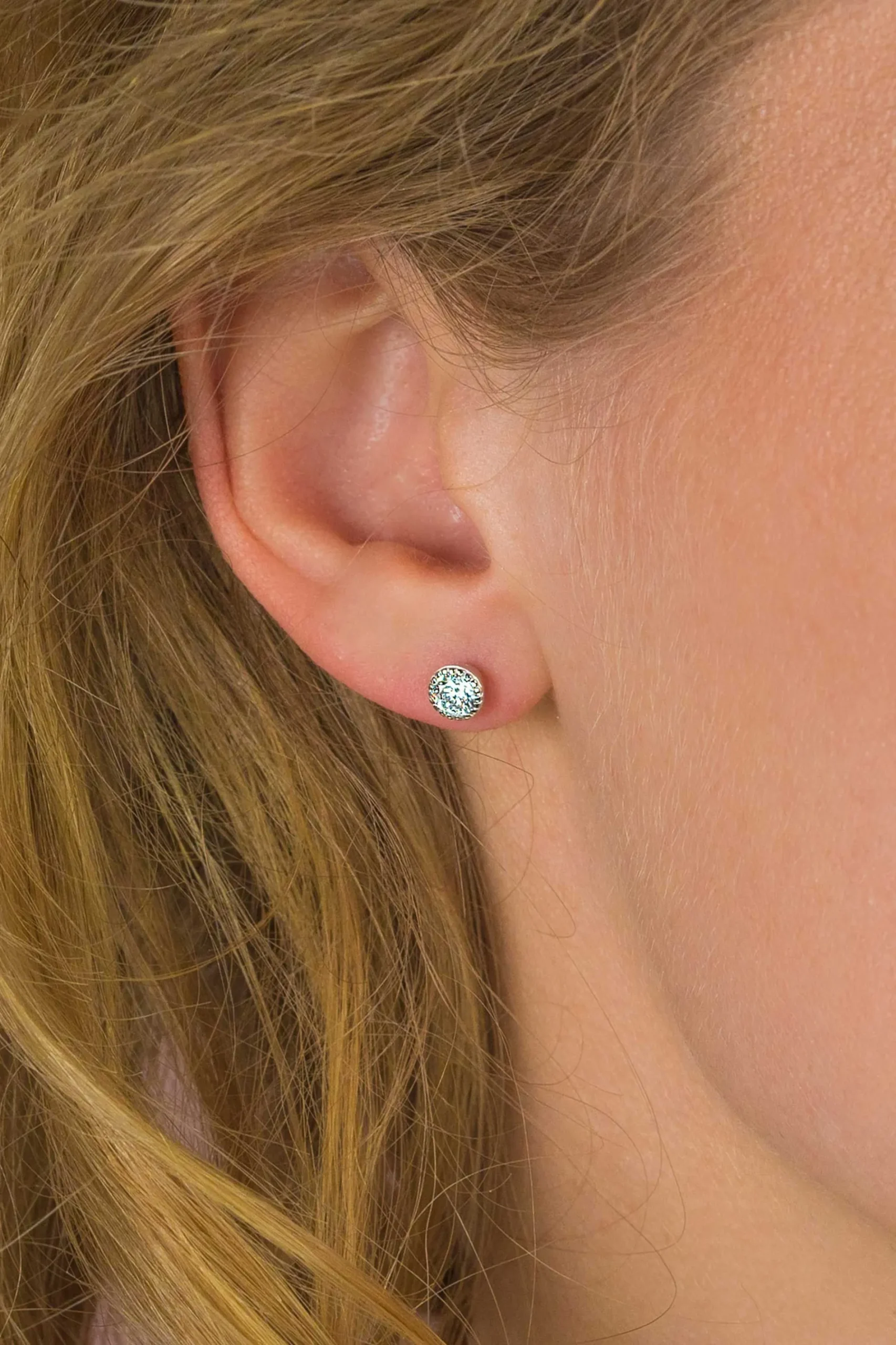 ZINZI zilveren oorknoppen rond wit 6mm ZIO1376Z