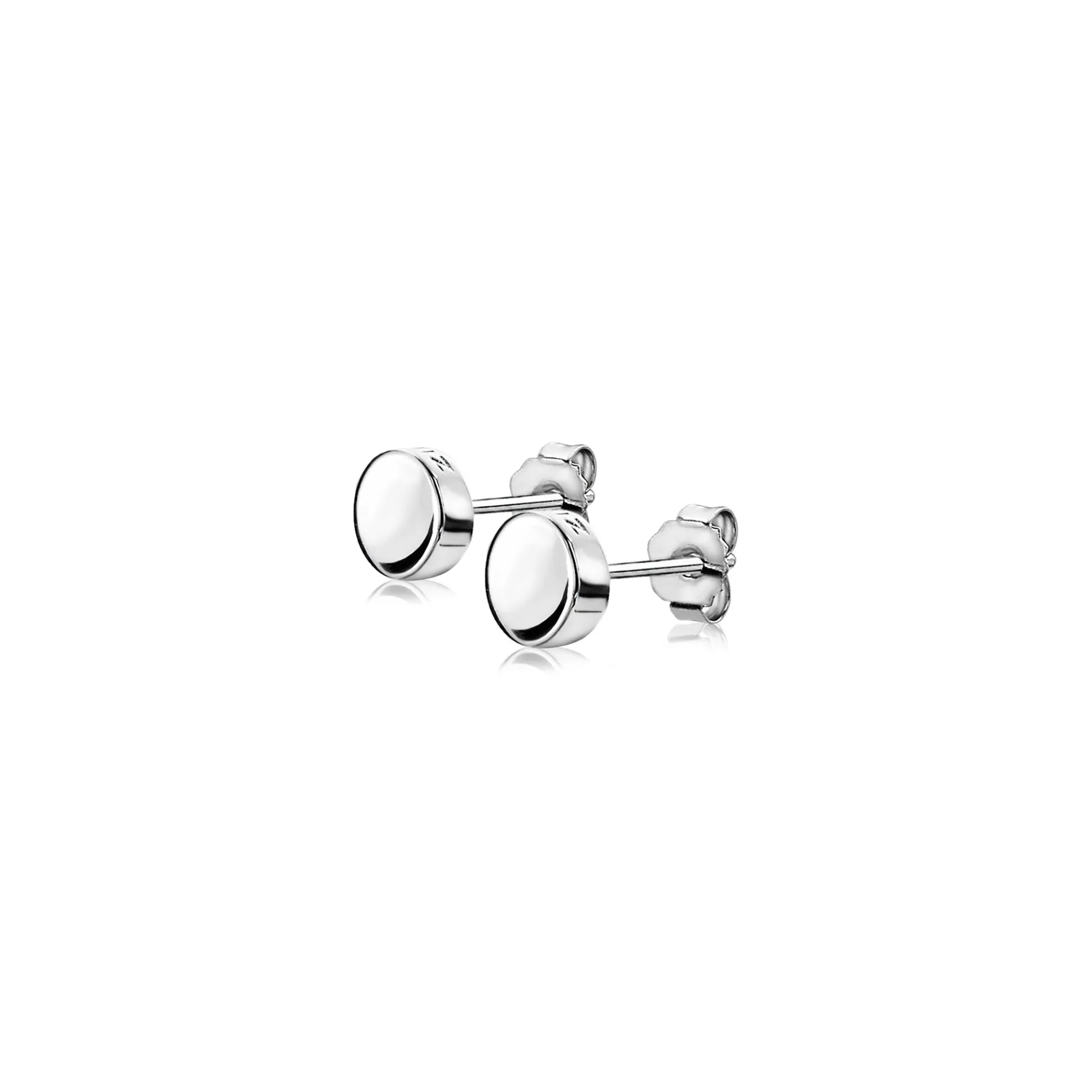 ZINZI zilveren oorknoppen glad rond 6mm ZIO1376