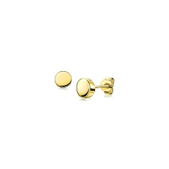 ZINZI zilveren oorknoppen geel verguld glad rond 6mm ZIO1376G