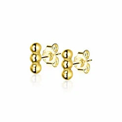 ZINZI zilveren oorknoppen 14K geelverguld drie bolletjes 6mm ZIO2230G