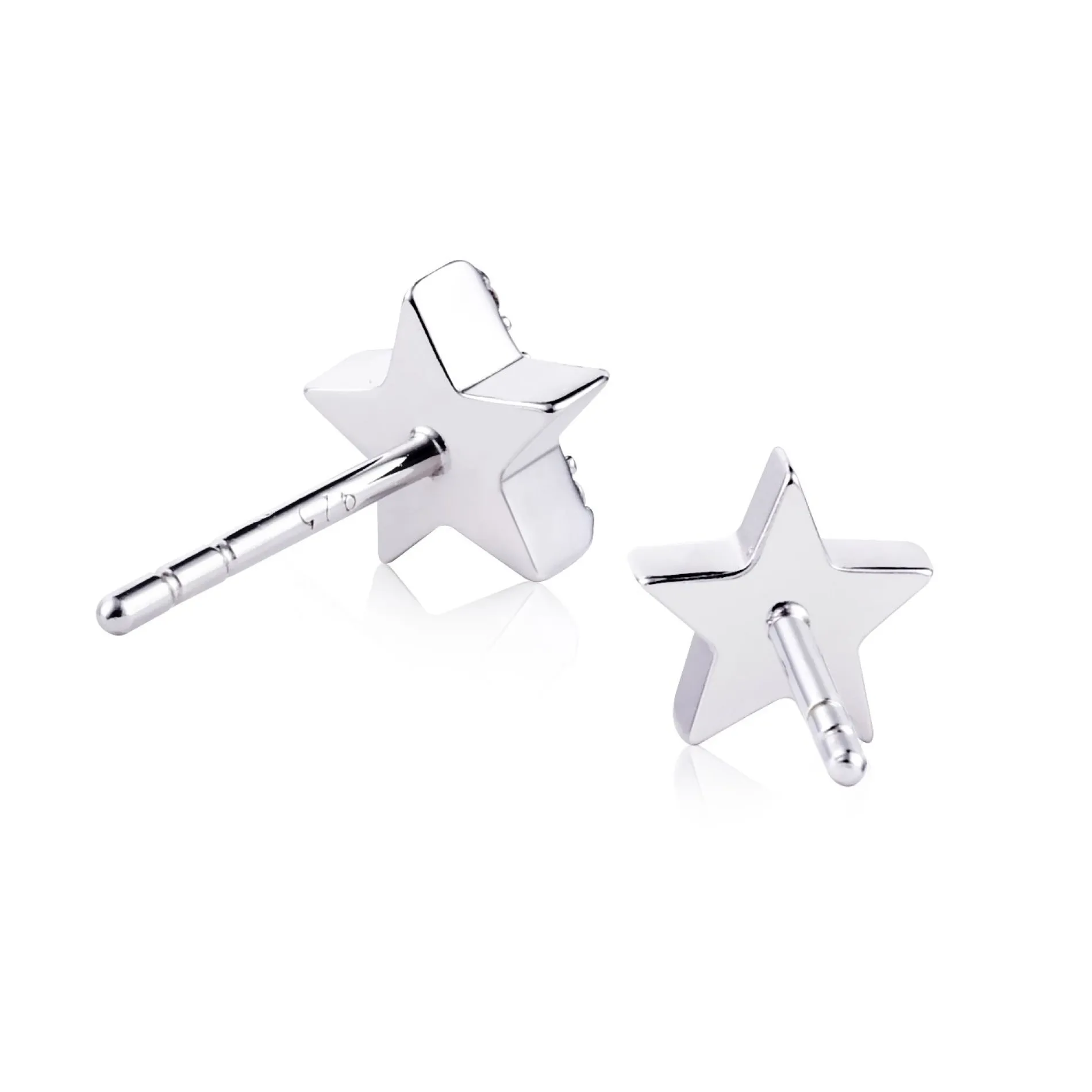 ZINZI zilveren oorknoppen ster wit 7mm ZIO1377Z