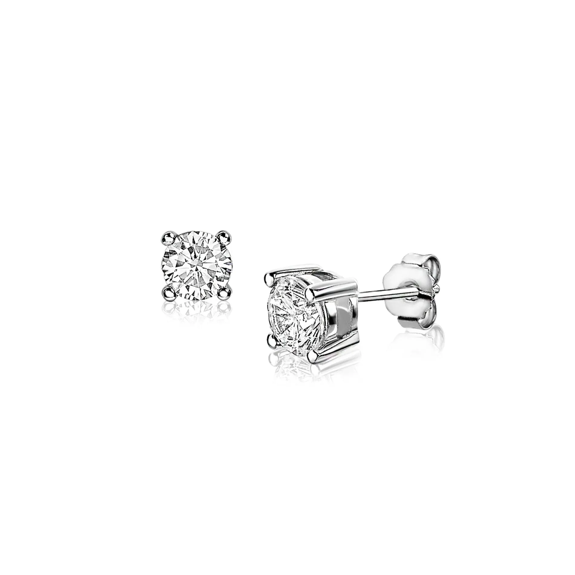 ZINZI zilveren oorknoppen ronde zirconia 6mm chatonzetting ZIO1383