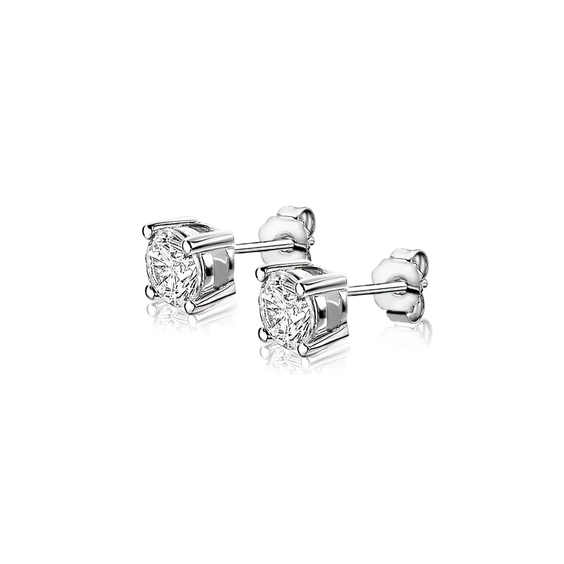 ZINZI zilveren oorknoppen ronde zirconia 6mm chatonzetting ZIO1383