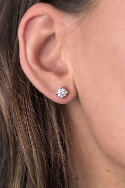 ZINZI zilveren oorknoppen ronde zirconia 6mm chatonzetting ZIO1383