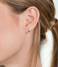 Zinzi zilveren oorknoppen rond 4mm wit ZIO1177