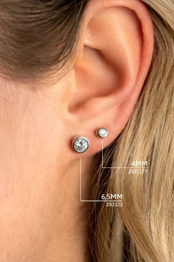 Zinzi zilveren oorknoppen rond 4mm wit ZIO1177