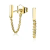 ZINZI zilveren oorknoppen 14K geel verguld met ketting staaf ZIO1688G