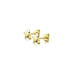 ZINZI zilveren oorknoppen geel verguld glad ster 7mm ZIO1377G