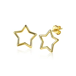 ZINZI zilveren oorknoppen 14K geelverguld open ster 8mm ZIO2092G