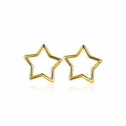 ZINZI zilveren oorknoppen 14K geelverguld open ster 8mm ZIO2092G