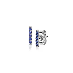 ZINZI zilveren oorknoppen staafje blauw 8mm ZIO1689B
