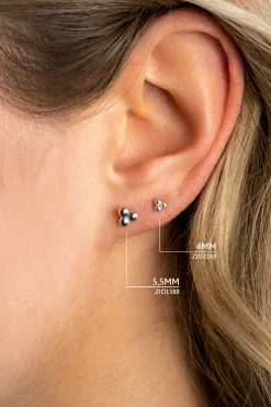 ZINZI zilveren oorknoppen 3x bol glad 5,5mm ZIO1588