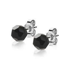 ZINZI zilveren oorknoppen 6mm zwarte bead ZIO1317Z