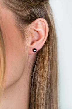 ZINZI zilveren oorknoppen 6mm zwarte bead ZIO1317Z