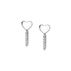 ZINZI zilveren oorknoppen met ketting hart ZIO1686