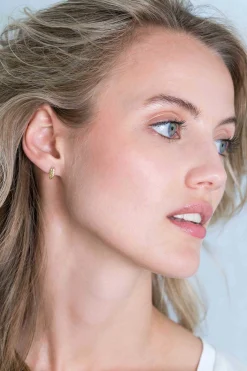 ZINZI zilveren oorknoppen 14K geel verguld veertje 10mm ZIO2212G