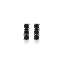ZINZI zilveren oorknoppen 8mm staafje chaton gezet zwart ZIO2127Z