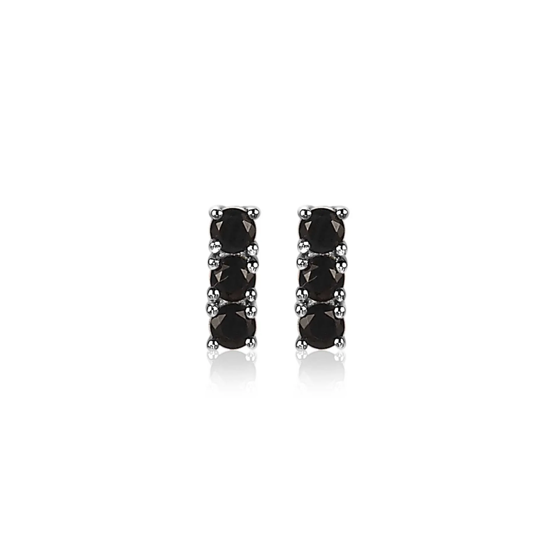 ZINZI zilveren oorknoppen 8mm staafje chaton gezet zwart ZIO2127Z