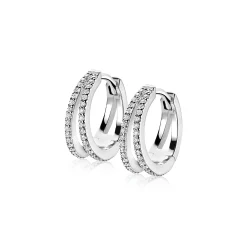 ZINZI zilveren oorringen 2 banen open wit 16x5mm met luxe klapsluiting ZIO1482