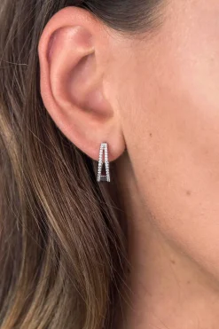 ZINZI zilveren oorringen 2 banen open wit 16x5mm met luxe klapsluiting ZIO1482