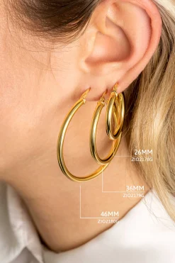 ZINZI zilveren oorringen 14K geel verguld 46x3mm rond ZIO2180G