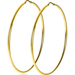ZINZI zilveren oorringen 14K geel verguld glad 65x2mm rond ZIO438G
