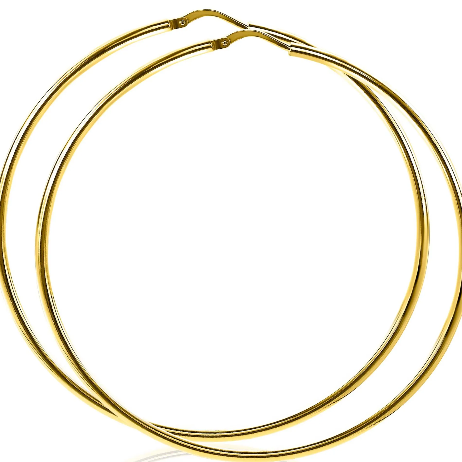 ZINZI zilveren oorringen 14K geel verguld glad 65x2mm rond ZIO438G