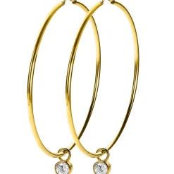 ZINZI zilveren oorringen 14K geel verguld glad 65x2mm rond ZIO438G
