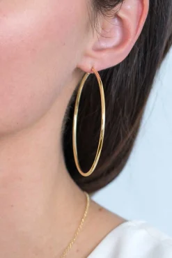 ZINZI zilveren oorringen 14K geel verguld glad 65x2mm rond ZIO438G