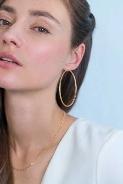 ZINZI zilveren oorringen 14K geel verguld glad 65x2mm rond ZIO438G