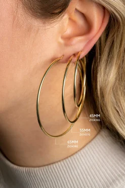 ZINZI zilveren oorringen 14K geel verguld glad 65x2mm rond ZIO438G
