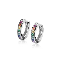 ZINZI zilveren oorringen met regenboog kleurstenen 15x3mm ZIO2172CRZ