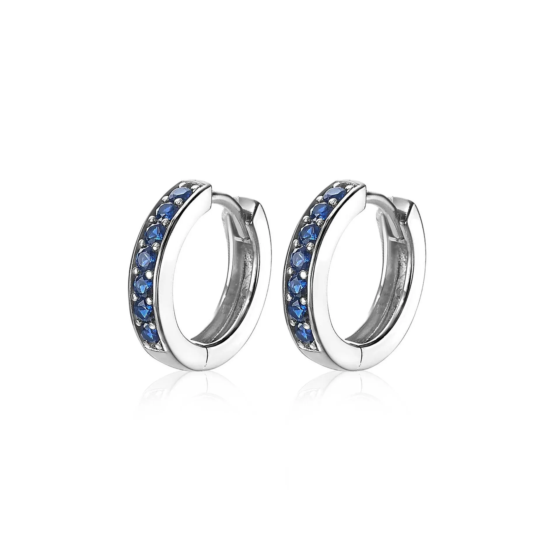 Zinzi zilveren oorringen 15 x 3mm donkerblauw ZIO191DB