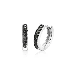 Zinzi zilveren oorringen 15 x 3mm zwart met luxe klapsluiting ZIO191B