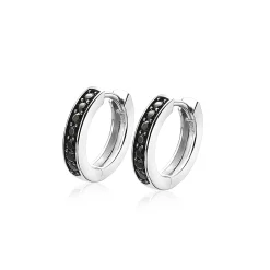 Zinzi zilveren oorringen 15 x 3mm zwart met luxe klapsluiting ZIO191B