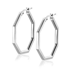 ZINZI zilveren oorringen in trendy zeshoek 27 x 2mm ZIO2323