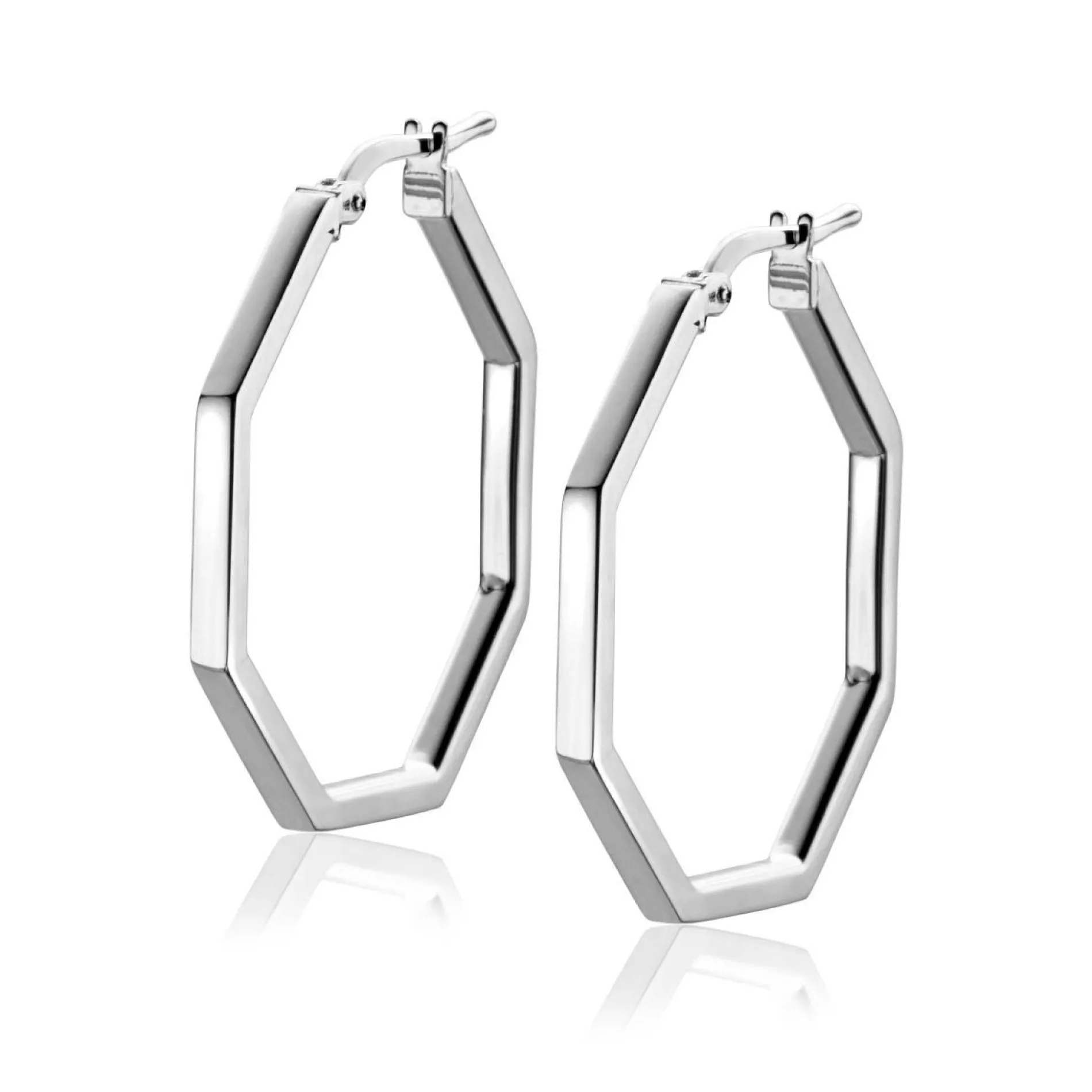 ZINZI zilveren oorringen in trendy zeshoek 27 x 2mm ZIO2323