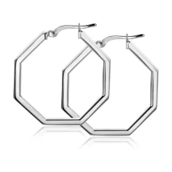 ZINZI zilveren oorringen in trendy zeshoek 27 x 2mm ZIO2323