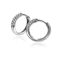 ZINZI zilveren oorringen 15 x 3mm witte zirconia's met luxe klapsluiting ZIO660