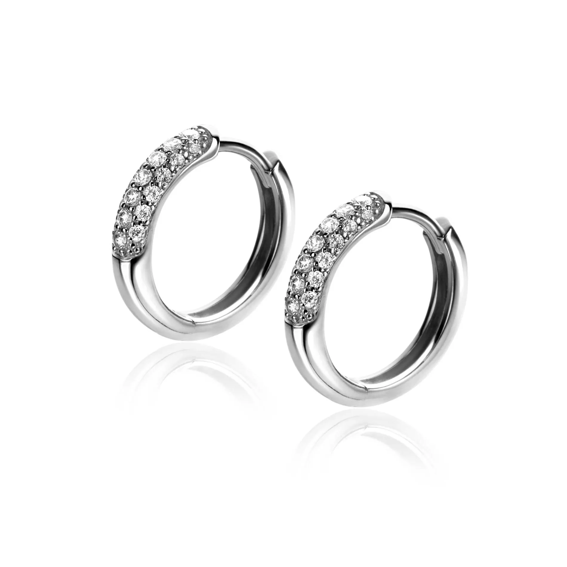ZINZI zilveren oorringen 15 x 3mm witte zirconia's met luxe klapsluiting ZIO660