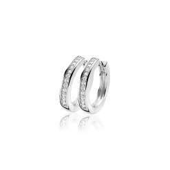 Zinzi zilveren oorringen 20 x 3mm witte zirconia's met luxe klapsluiting ZIO190Z