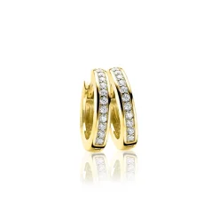 Zinzi zilveren oorringen 14K geel verguld 17 x 3mm witte zirconia's ZIO186Y