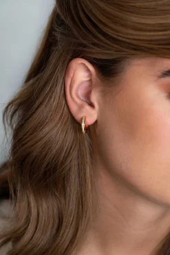 Zinzi zilveren oorringen 14K geel verguld 17 x 3mm witte zirconia's ZIO186Y