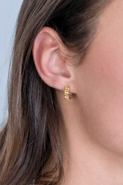 ZINZI zilveren oorringen 14K geel verguld 13x4mm gourmet schakel ZIO2225