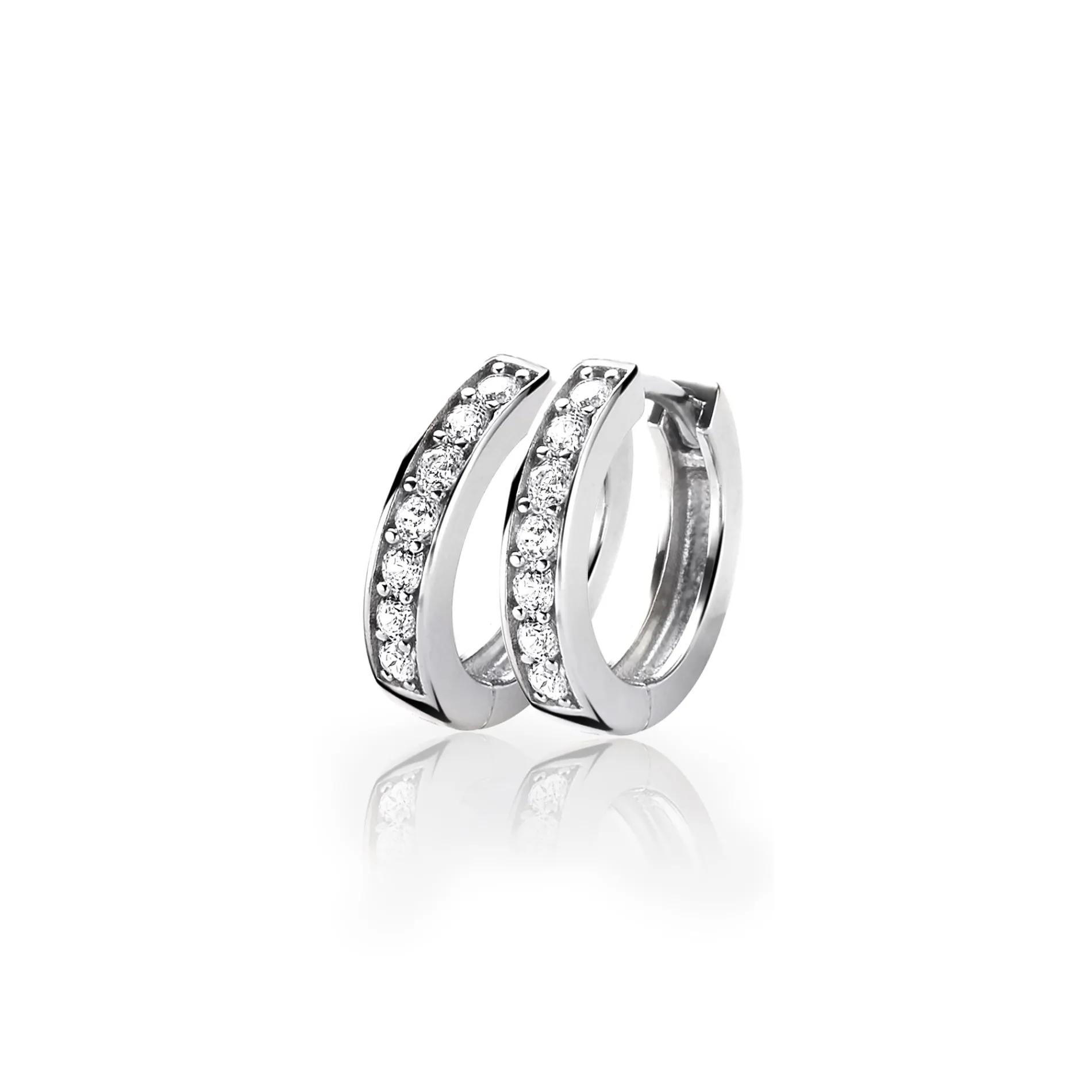 Zinzi zilveren oorringen 15 x 3mm witte zirconia's met luxe klapsluiting ZIO191Z