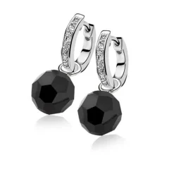 Zinzi zilveren oorringen 15 x 3mm witte zirconia's met luxe klapsluiting ZIO191Z