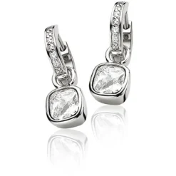 Zinzi zilveren oorringen 15 x 3mm witte zirconia's met luxe klapsluiting ZIO191Z