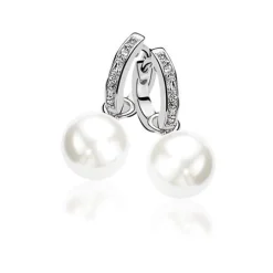 Zinzi zilveren oorringen 15 x 3mm witte zirconia's met luxe klapsluiting ZIO191Z