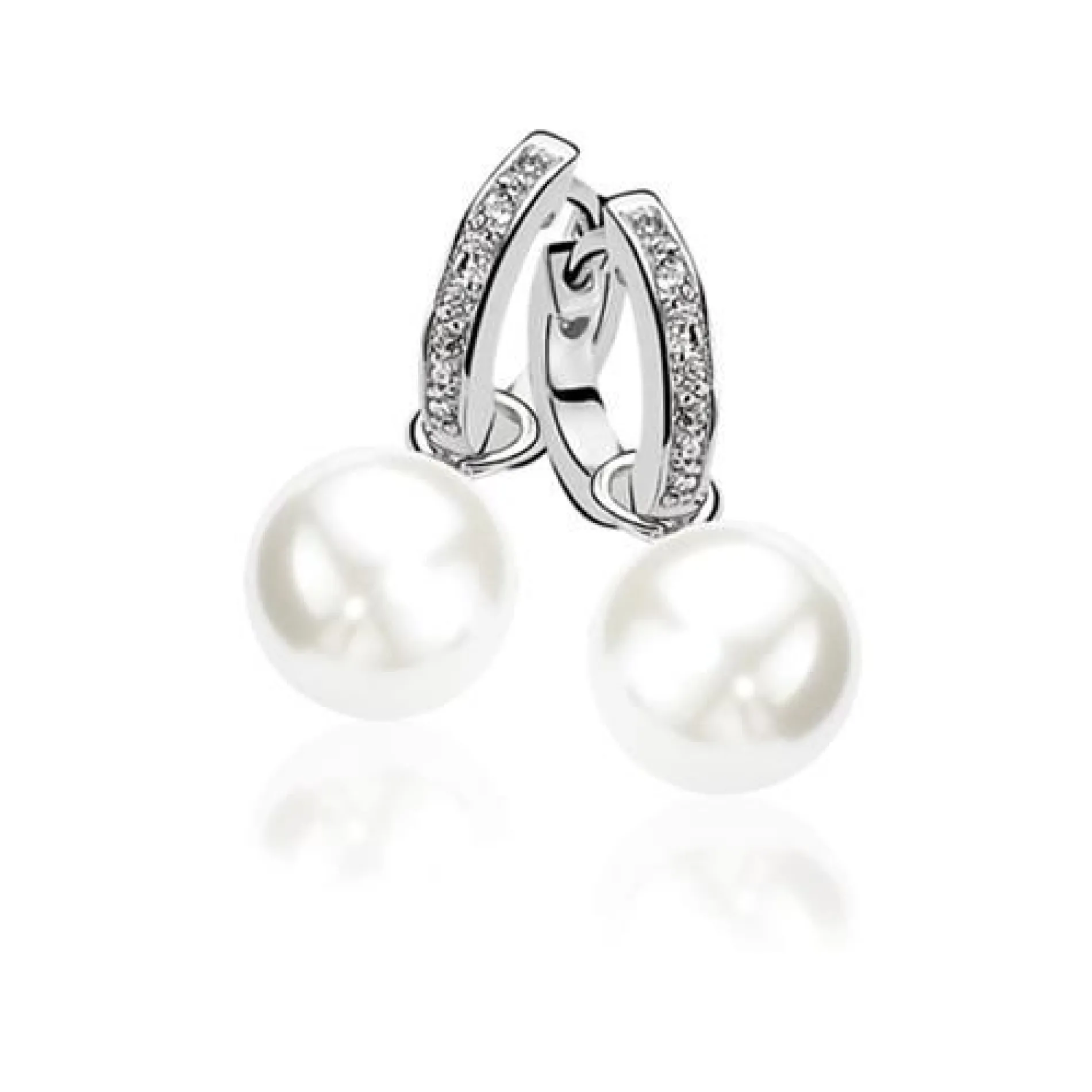 Zinzi zilveren oorringen 15 x 3mm witte zirconia's met luxe klapsluiting ZIO191Z