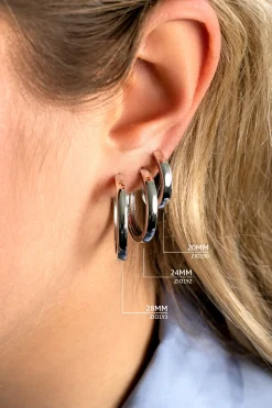Zinzi zilveren oorringen 24 x 3mm glad met luxe klapsluiting ZIO192